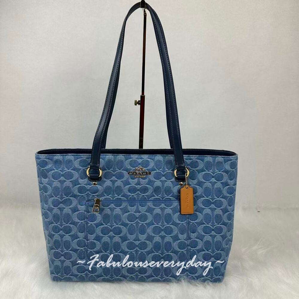 Coach Station Tote Bag In Signature Denim CDB88 Denim/Gold/Indigo NWT